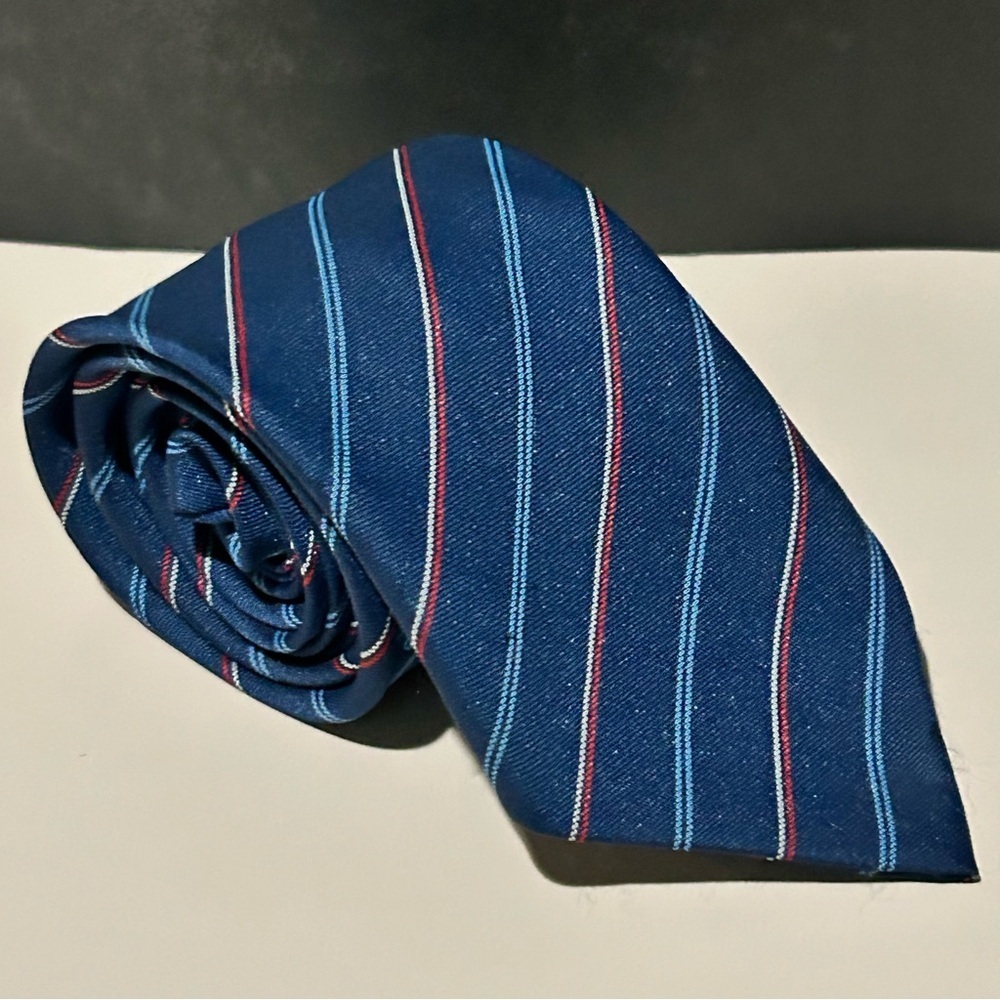 Carnaval Silk Navy and Mticolor Striped 57” Tie
